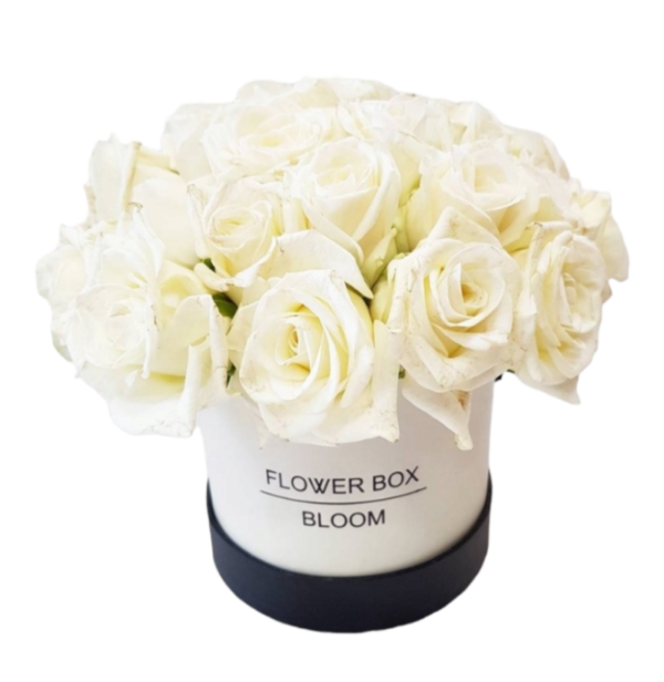 קופסת פרחים-ורדים לבנים
