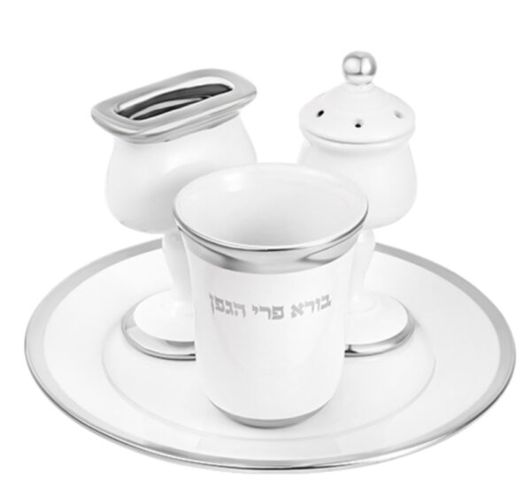סט הבדלה מודרה קרמיקה לבן